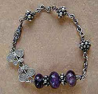 Sterling silver Pendulum bracelet with Chaorite for Spiritual Response Therapy by Vicky Jousan
